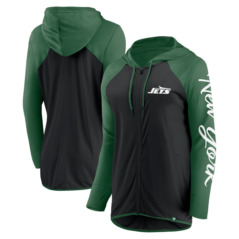 New York Jets Women's Script Full-Zip Hoodie - Black/Green - Fanatics