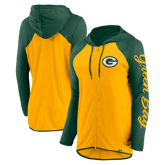 Green Bay Packers Women's Script Full-Zip Hoodie - Gold/Green - Fanatics