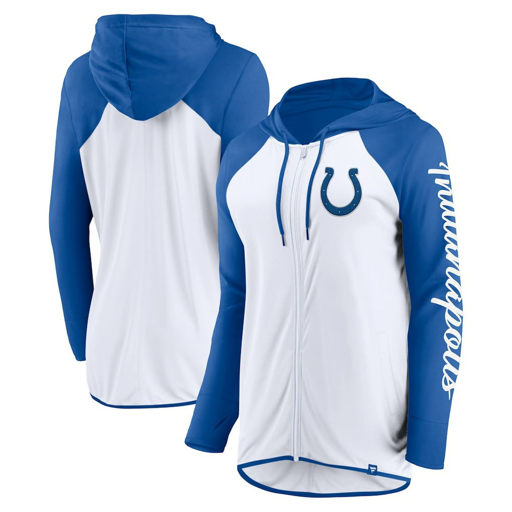 Indianapolis Colts Women's Script Full-Zip Hoodie - White/Royal - Fanatics