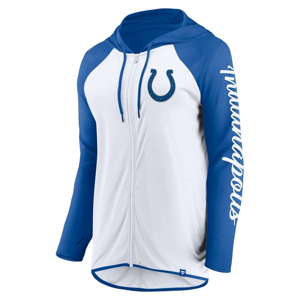 Indianapolis Colts Women's Script Full-Zip Hoodie - White/Royal - Fanatics