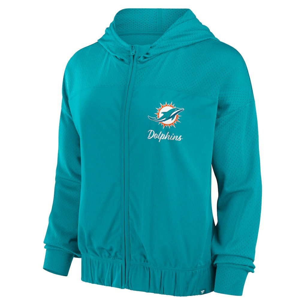 Miami Dolphins Women's Script Lock Full-Zip Hoodie - Aqua - Fanatics
