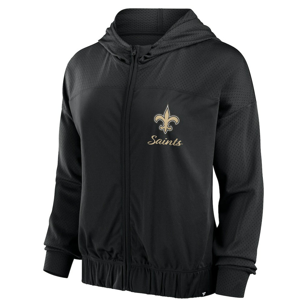 New Orleans Saints Women's Script Lock Full-Zip Hoodie - Black - Fanatics