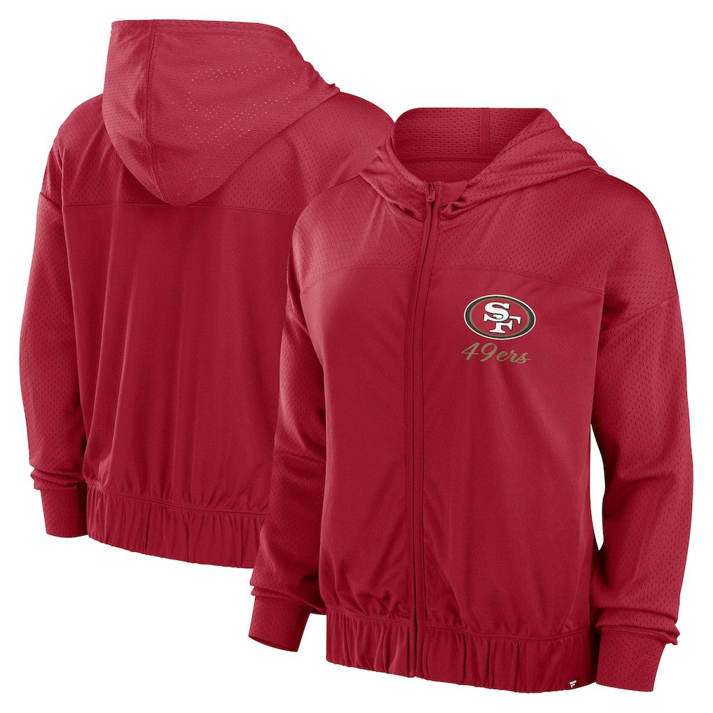 San Francisco 49ers Women's Script Lock Full-Zip Hoodie - Scarlet - Fanatics