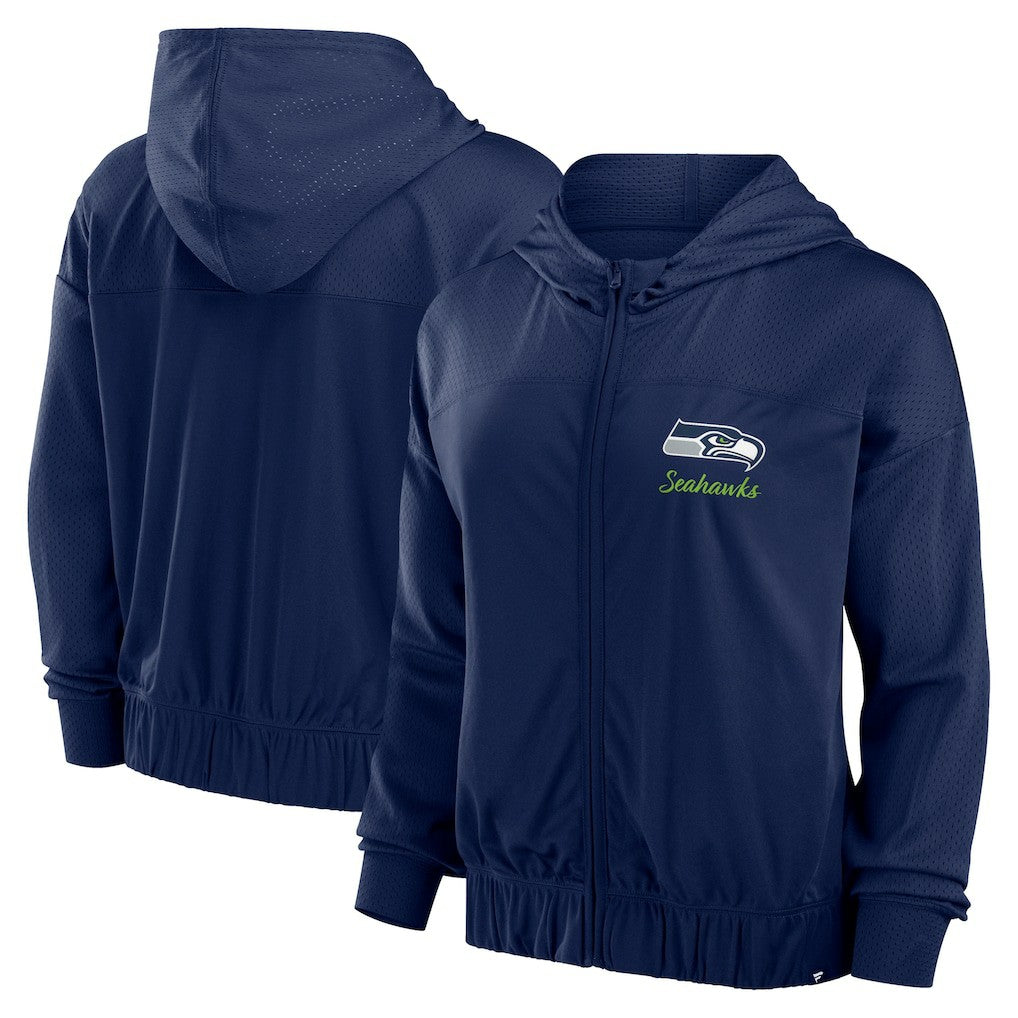 Seattle Seahawks Women's Script Lock Full-Zip Hoodie - College Navy - Fanatics