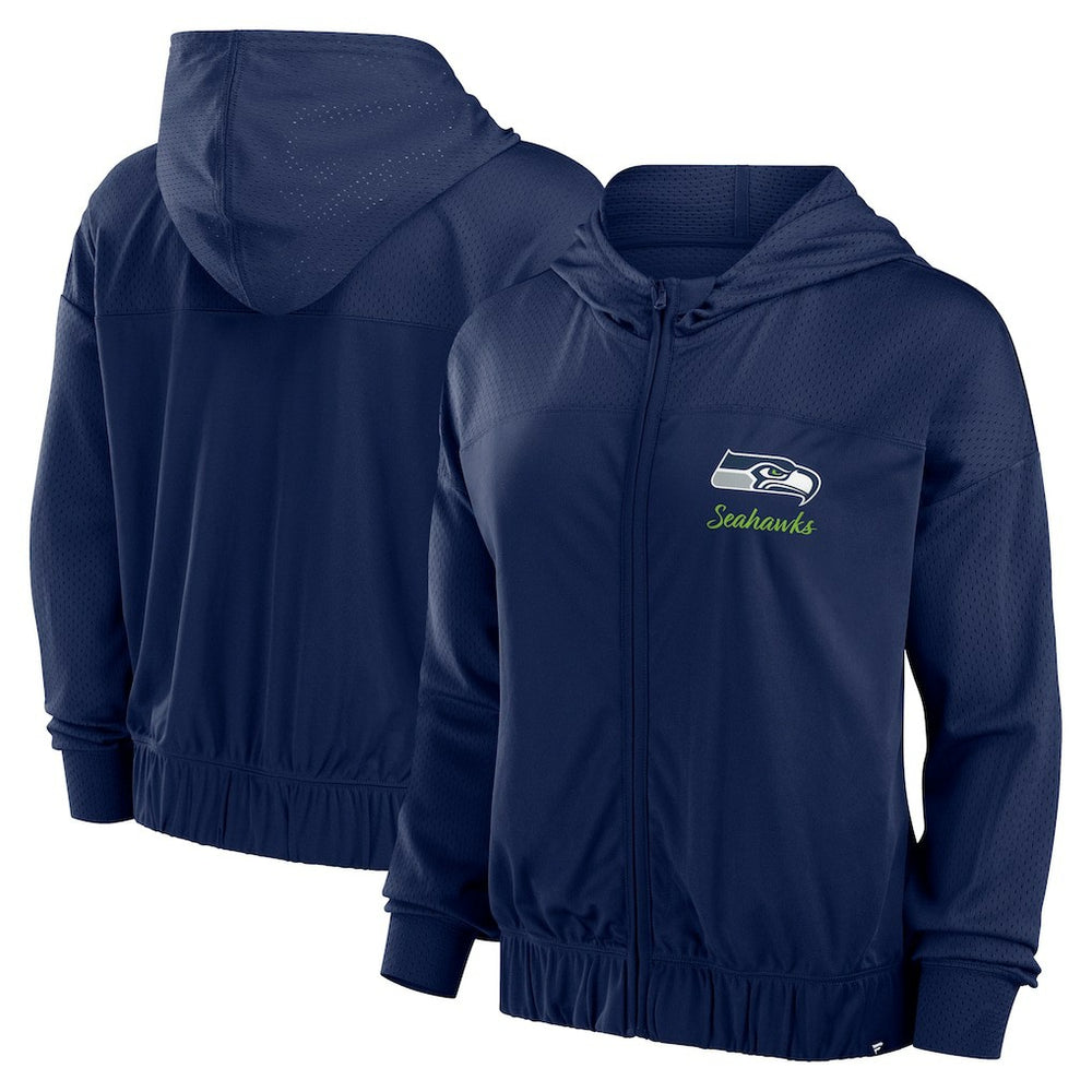 Seattle Seahawks Women's Script Lock Full-Zip Hoodie - College Navy - Fanatics