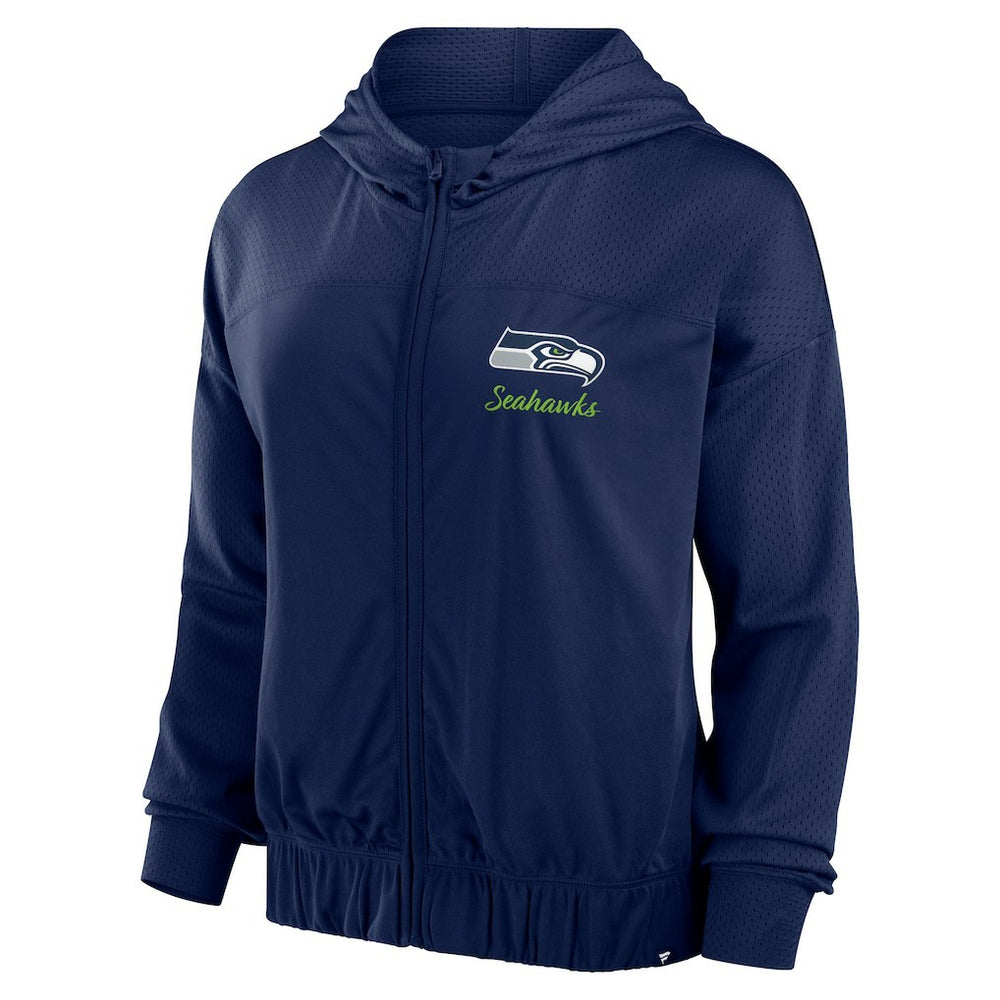 Seattle Seahawks Women's Script Lock Full-Zip Hoodie - College Navy - Fanatics