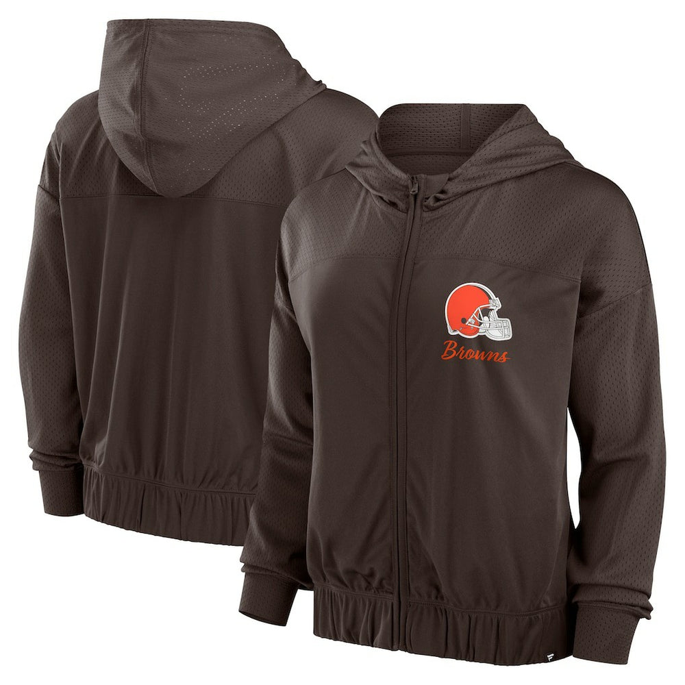 Cleveland Browns Women's Script Lock Full-Zip Hoodie - Brown - Fanatics