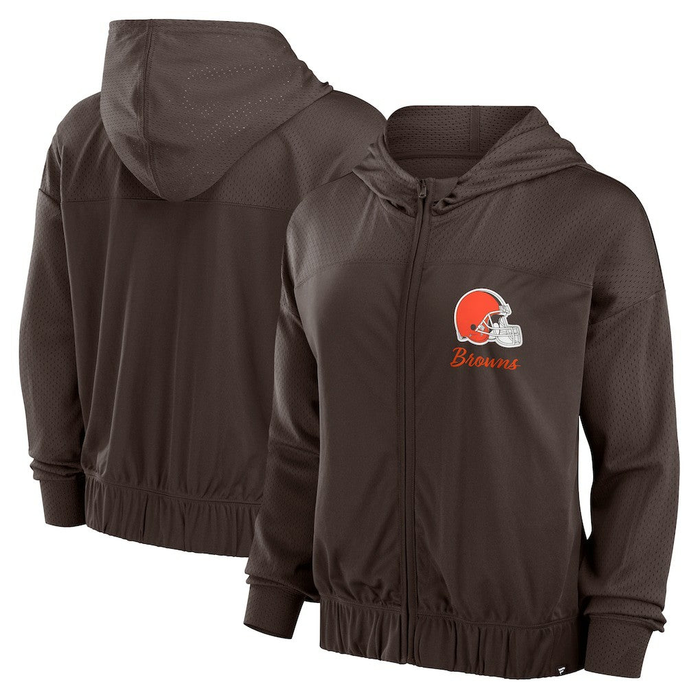 Cleveland Browns Women's Script Lock Full-Zip Hoodie - Brown - Fanatics