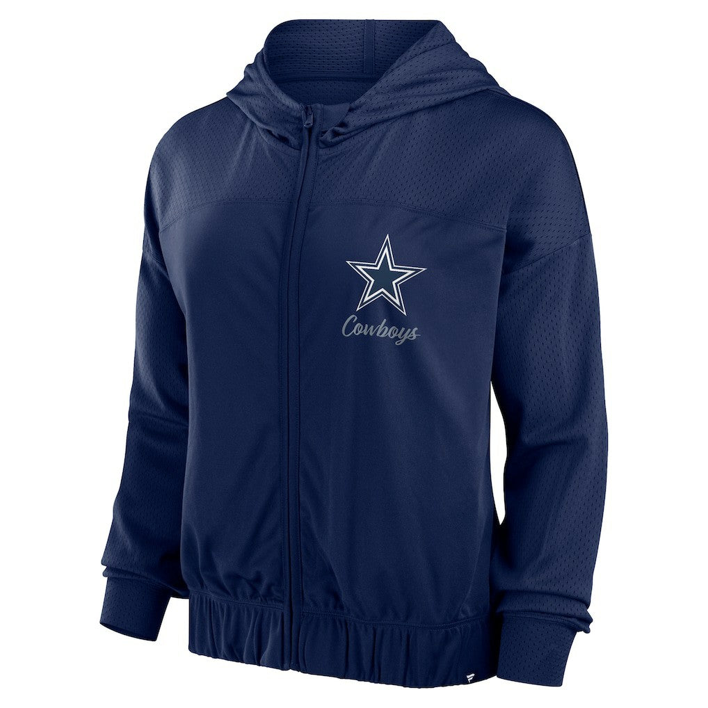 Dallas Cowboys Women's Script Lock Full-Zip Hoodie - Navy - Fanatics