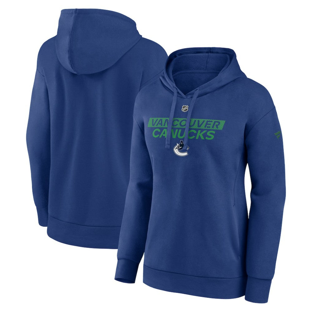 Vancouver Canucks Fanatics Women's Authentic Pro Core Primary Fleece Pullover Hoodie - Blue | Fanatics discount
