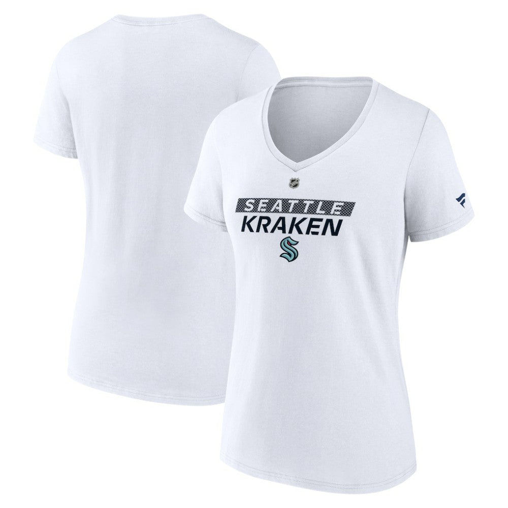 Seattle Kraken Fanatics Women's Authentic Pro Core Primary V-Neck T-Shirt - White | Fanatics discount