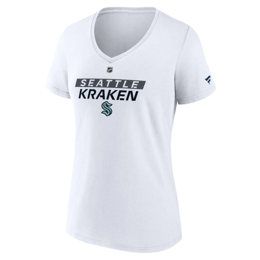 Seattle Kraken Fanatics Women's Authentic Pro Core Primary V-Neck T-Shirt - White | Fanatics discount