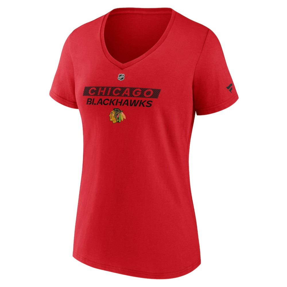 Chicago Blackhawks Fanatics Women's Authentic Pro Core Primary V-Neck T-Shirt - Red | Fanatics sale