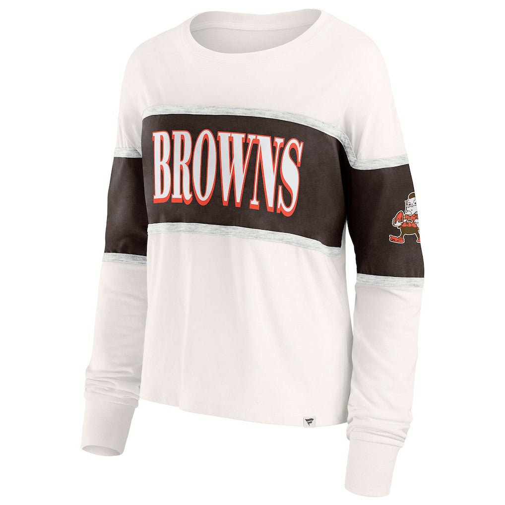 Cleveland Browns Women's Antique Block Long Sleeve T-Shirt - Cream - Fanatics