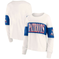 New England Patriots Women's Antique Block Long Sleeve T-Shirt - Cream - Fanatics