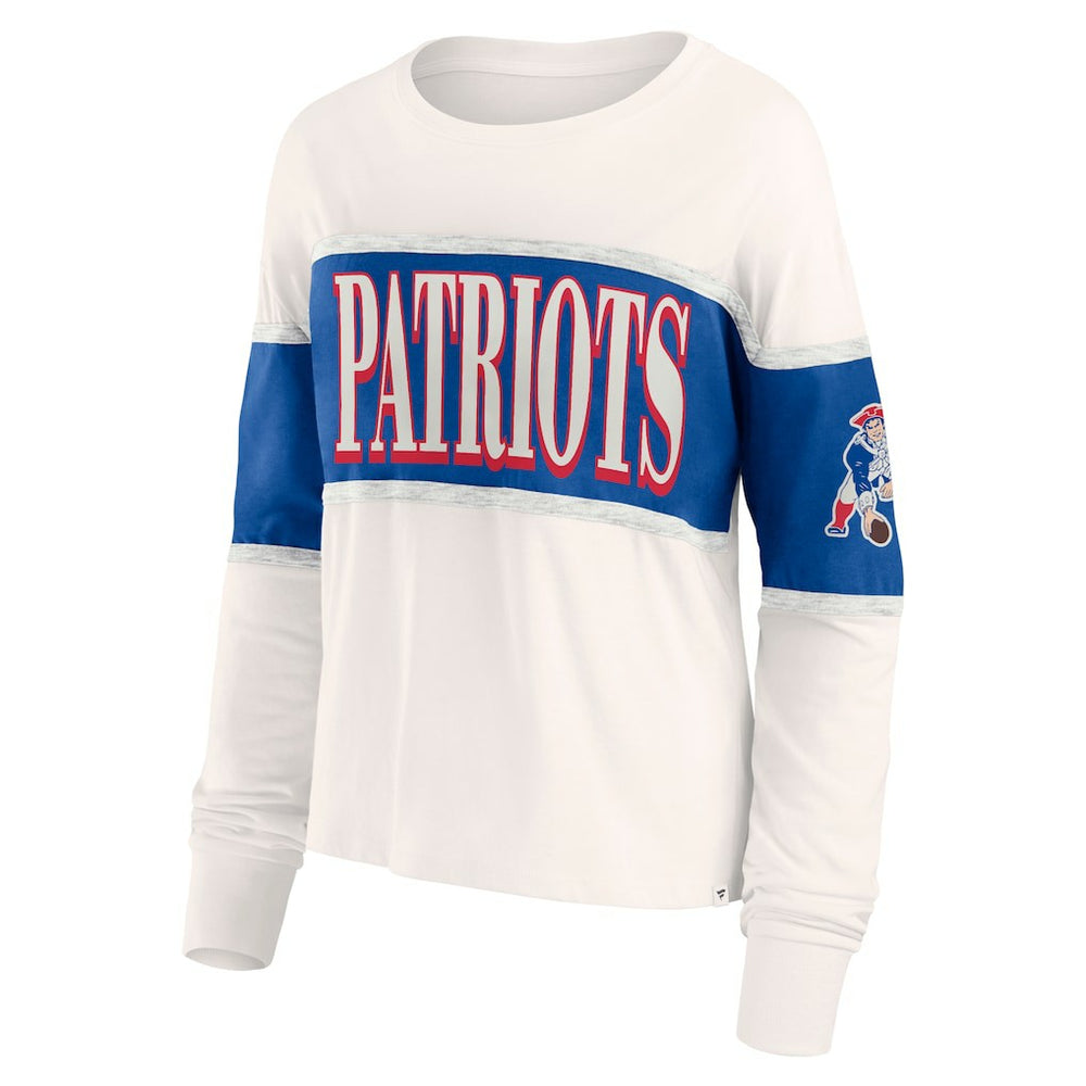 New England Patriots Women's Antique Block Long Sleeve T-Shirt - Cream - Fanatics