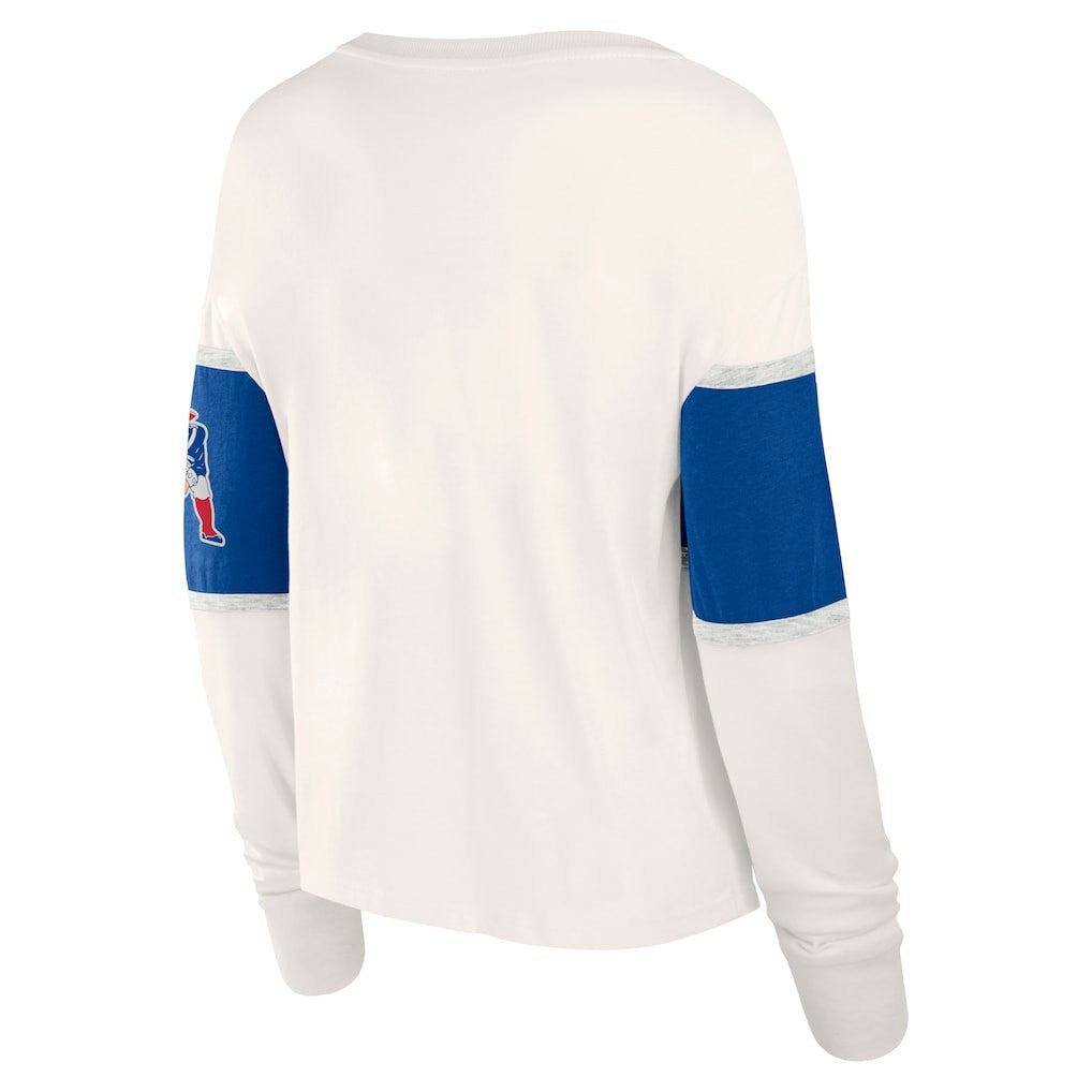 New England Patriots Women's Antique Block Long Sleeve T-Shirt - Cream - Fanatics