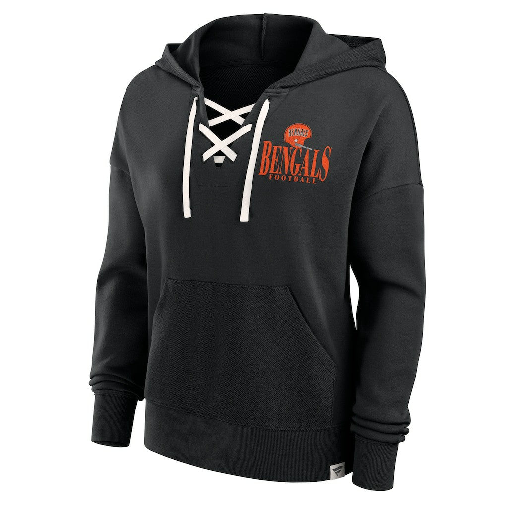 Cincinnati Bengals Women's Blitz Left Lace-Up Pullover Hoodie - Black - Fanatics