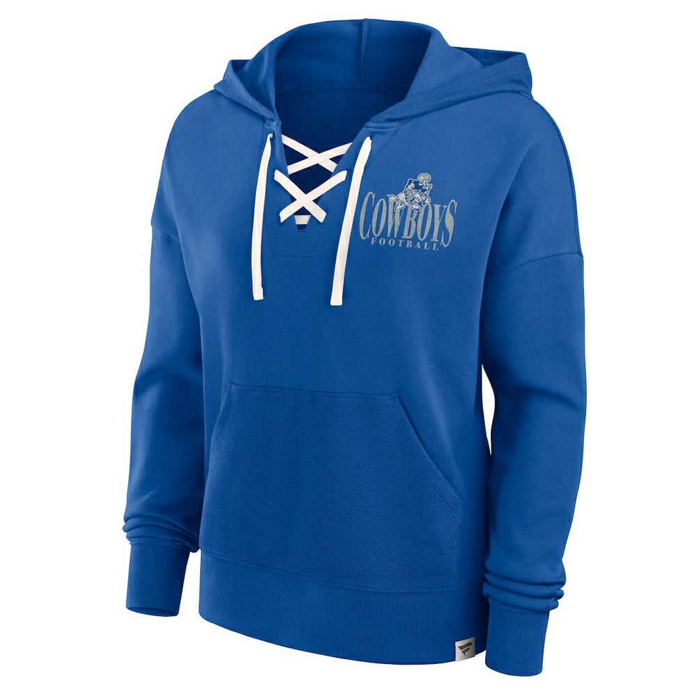 Dallas Cowboys Women's Blitz Left Lace-Up Pullover Hoodie - Royal - Fanatics