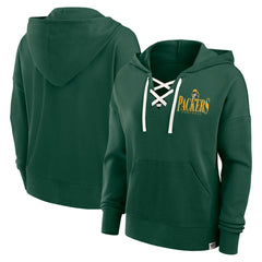 Green Bay Packers Women's Blitz Left Lace-Up Pullover Hoodie - Green - Fanatics