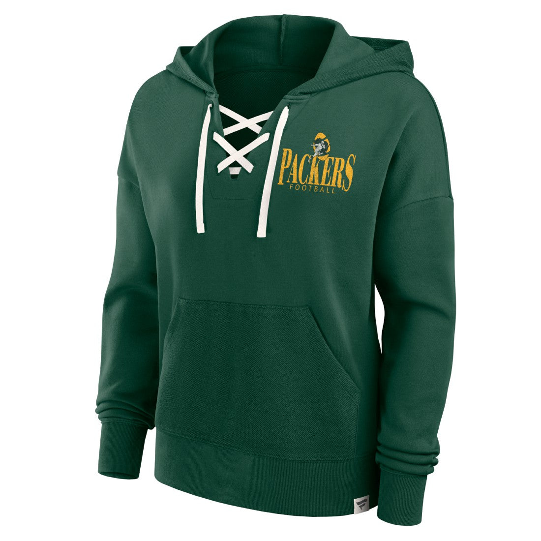 Green Bay Packers Women's Blitz Left Lace-Up Pullover Hoodie - Green - Fanatics