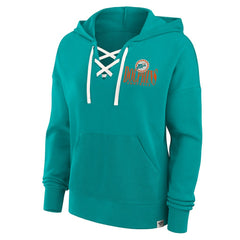 Miami Dolphins Women's Blitz Left Lace-Up Pullover Hoodie - Aqua - Fanatics