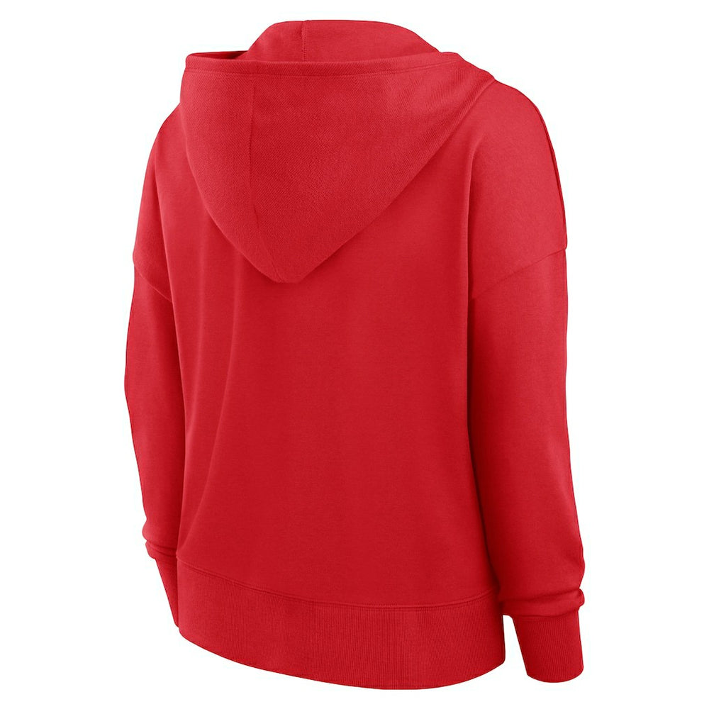 San Francisco 49ers Women's Blitz Left Lace-Up Pullover Hoodie - Scarlet - Fanatics