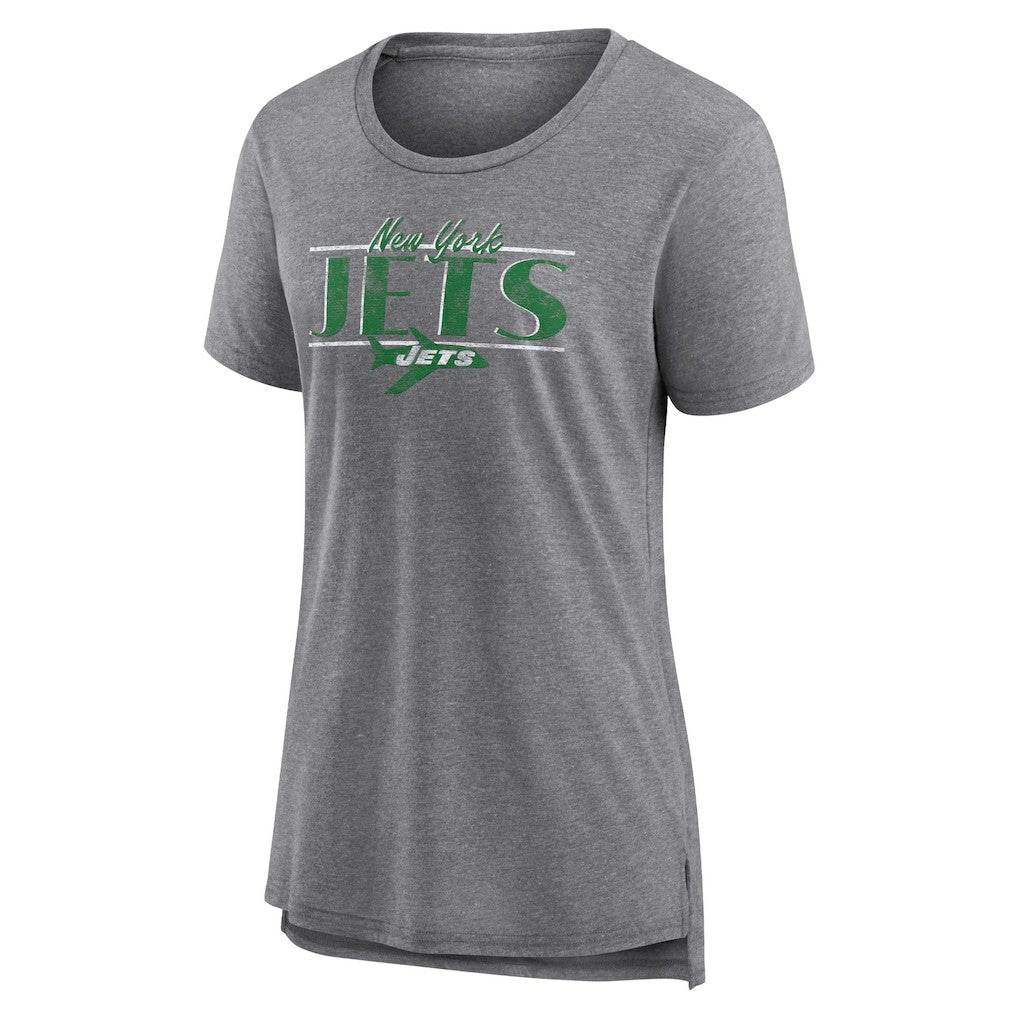 New York Jets Women's Up the Middle Tri-Blend T-Shirt - Heather Gray - Fanatics