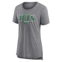 New York Jets Women's Up the Middle Tri-Blend T-Shirt - Heather Gray - Fanatics