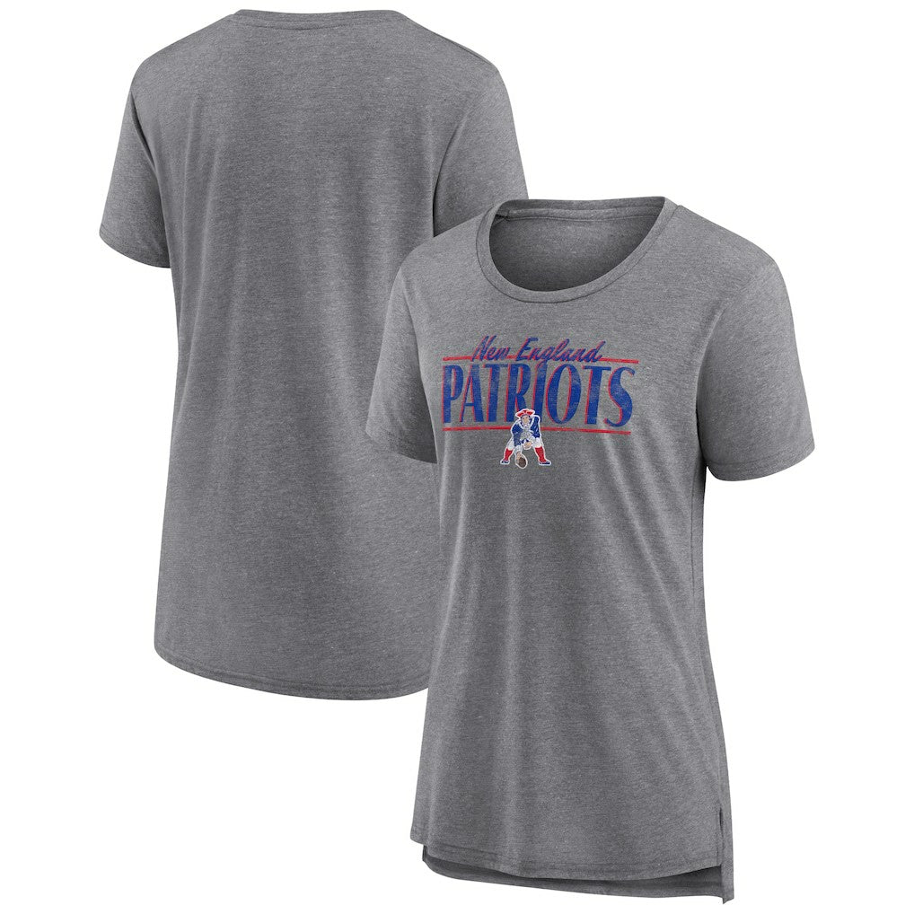 New England Patriots Women's Up the Middle Tri-Blend T-Shirt - Heather Gray - Fanatics