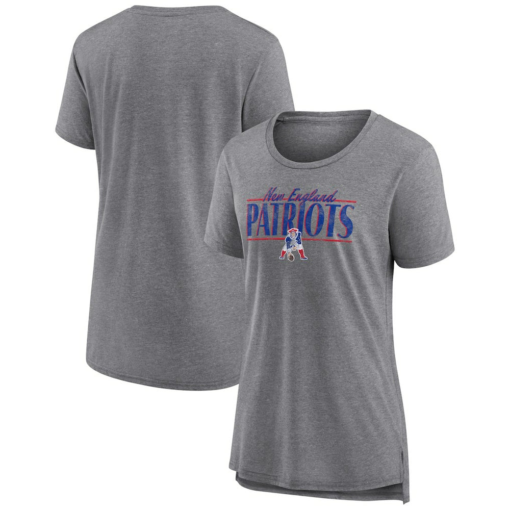 New England Patriots Women's Up the Middle Tri-Blend T-Shirt - Heather Gray - Fanatics