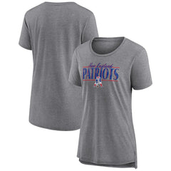 New England Patriots Women's Up the Middle Tri-Blend T-Shirt - Heather Gray - Fanatics