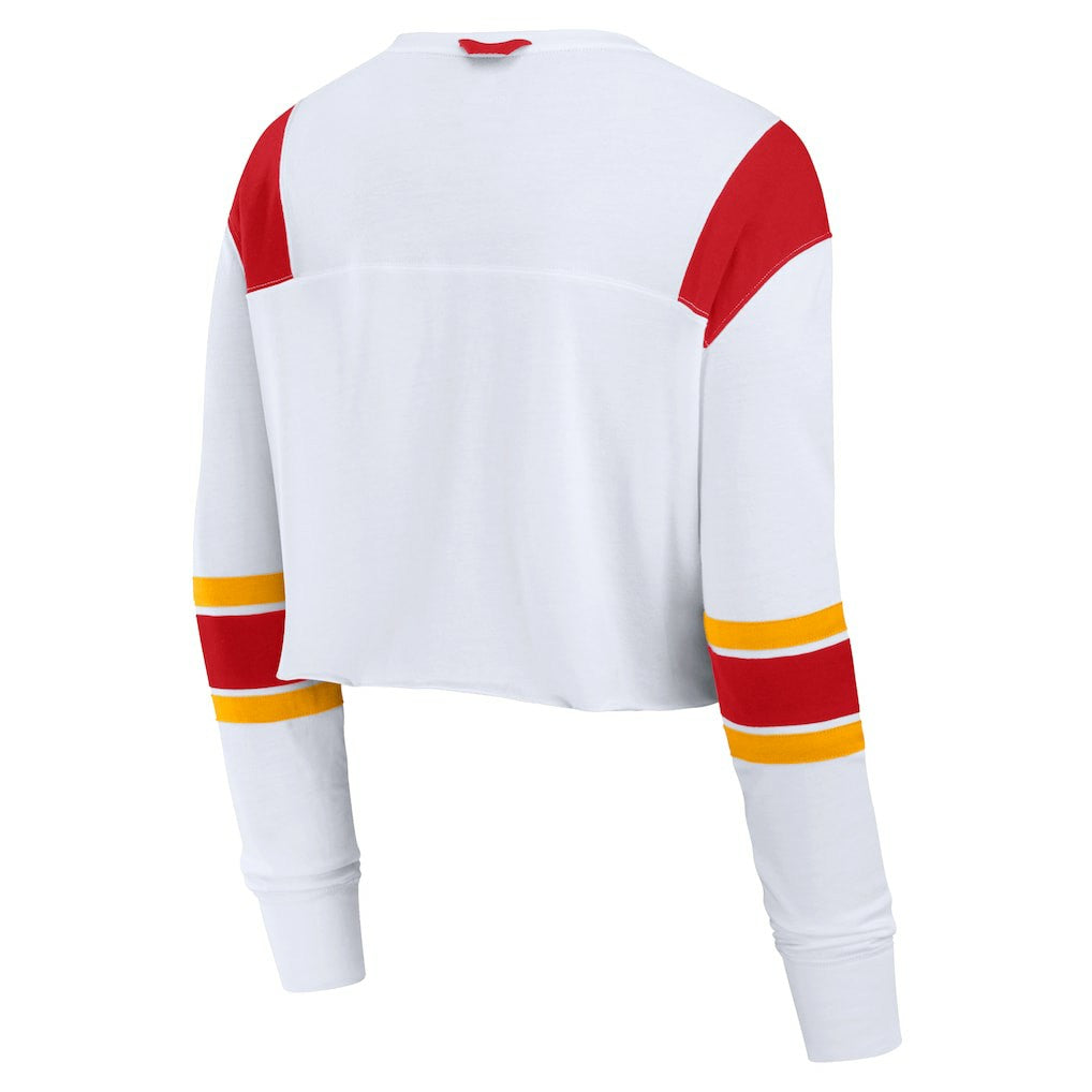 Kansas City Chiefs Women's Stretch Cropped Fashion Long Sleeve T-Shirt - White - Fanatics