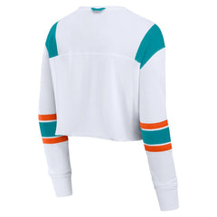 Miami Dolphins Women's Stretch Cropped Fashion Long Sleeve T-Shirt - White - Fanatics