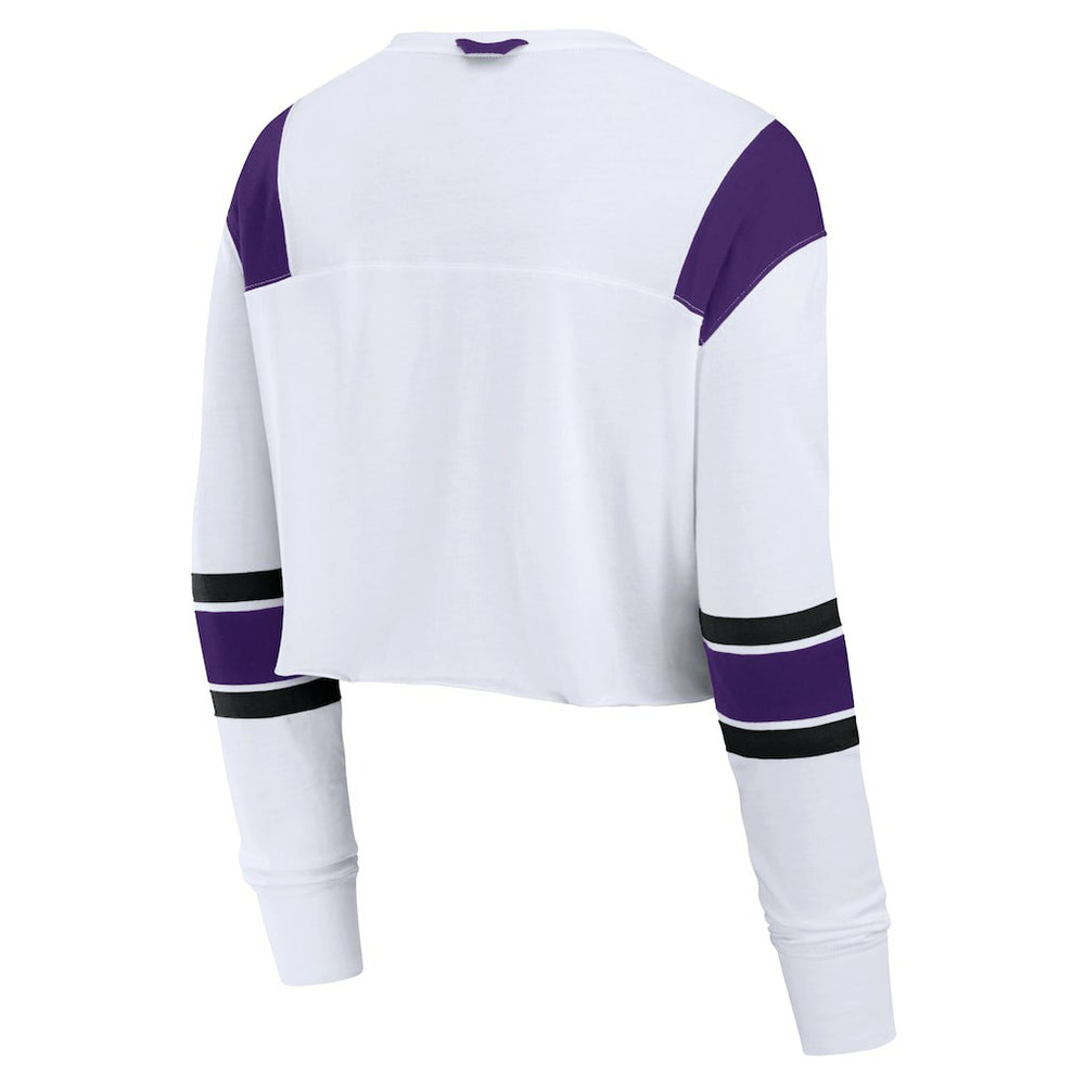 Minnesota Vikings Women's Stretch Cropped Fashion Long Sleeve T-Shirt - White - Fanatics