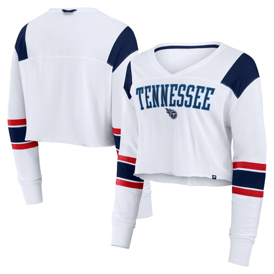 Tennessee Titans Women's Stretch Cropped Fashion Long Sleeve T-Shirt - White - Fanatics