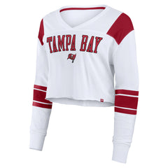Tampa Bay Buccaneers Women's Stretch Cropped Fashion Long Sleeve T-Shirt - White - Fanatics