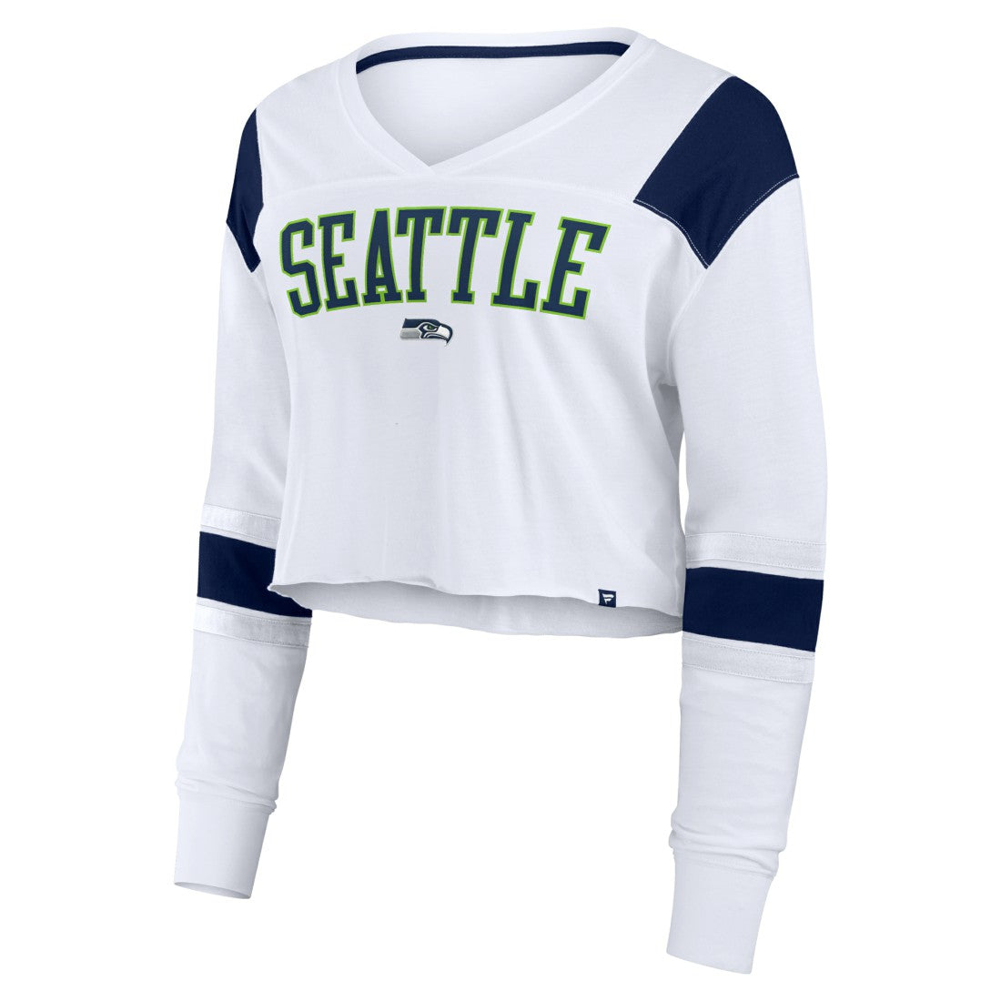 Seattle Seahawks Women's Stretch Cropped Fashion Long Sleeve T-Shirt - White - Fanatics