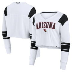 Arizona Cardinals Women's Stretch Cropped Fashion Long Sleeve T-Shirt - White - Fanatics