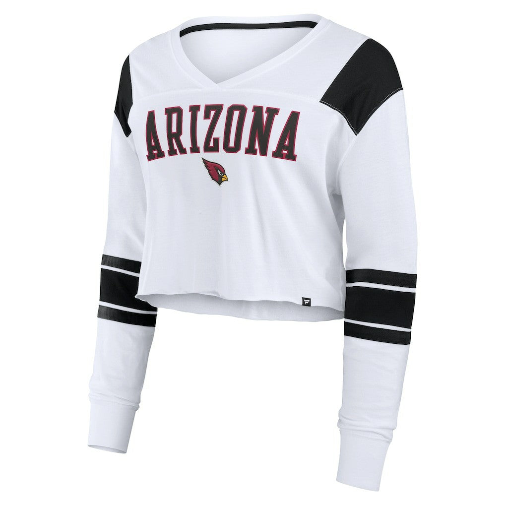 Arizona Cardinals Women's Stretch Cropped Fashion Long Sleeve T-Shirt - White - Fanatics