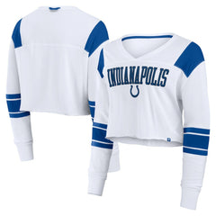 Indianapolis Colts Women's Stretch Cropped Fashion Long Sleeve T-Shirt - White - Fanatics