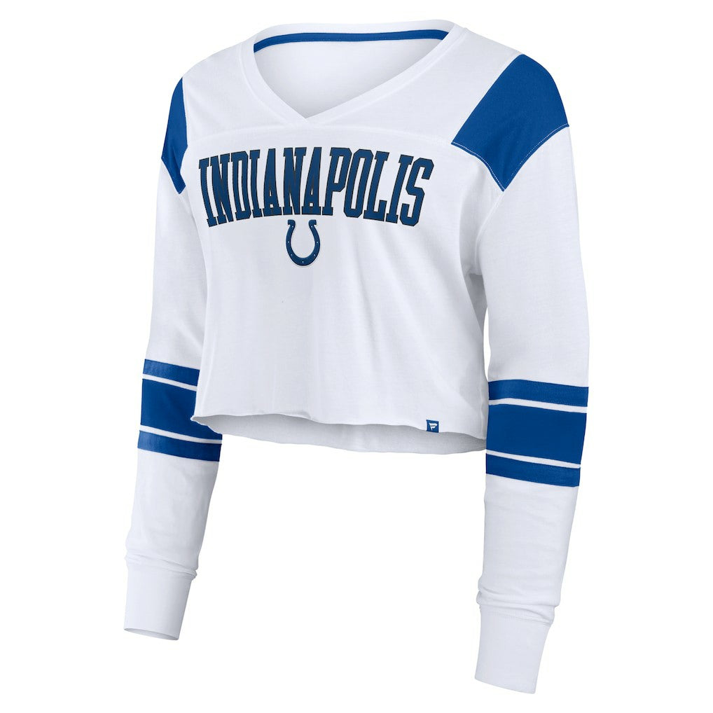 Indianapolis Colts Women's Stretch Cropped Fashion Long Sleeve T-Shirt - White - Fanatics