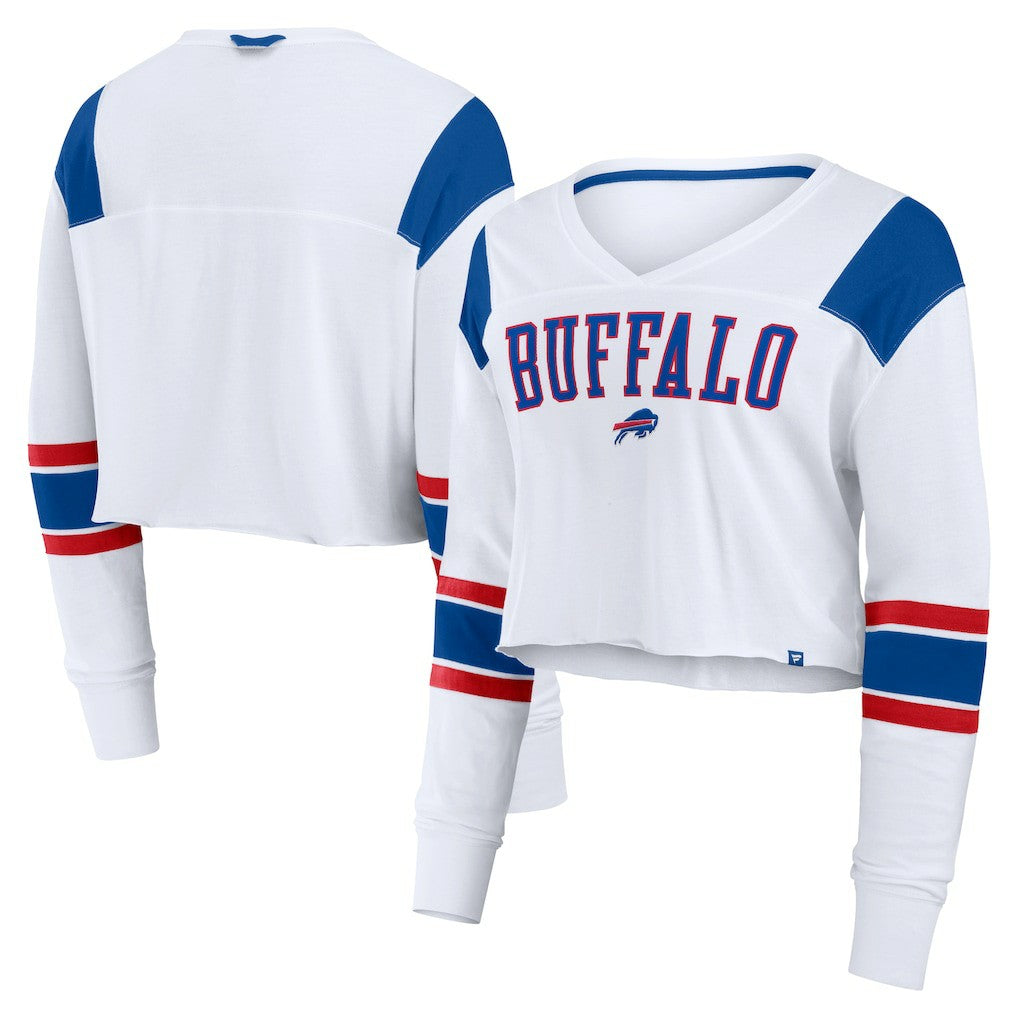 Buffalo Bills Women's Stretch Cropped Fashion Long Sleeve T-Shirt - White - Fanatics