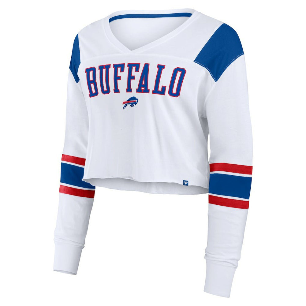 Buffalo Bills Women's Stretch Cropped Fashion Long Sleeve T-Shirt - White - Fanatics