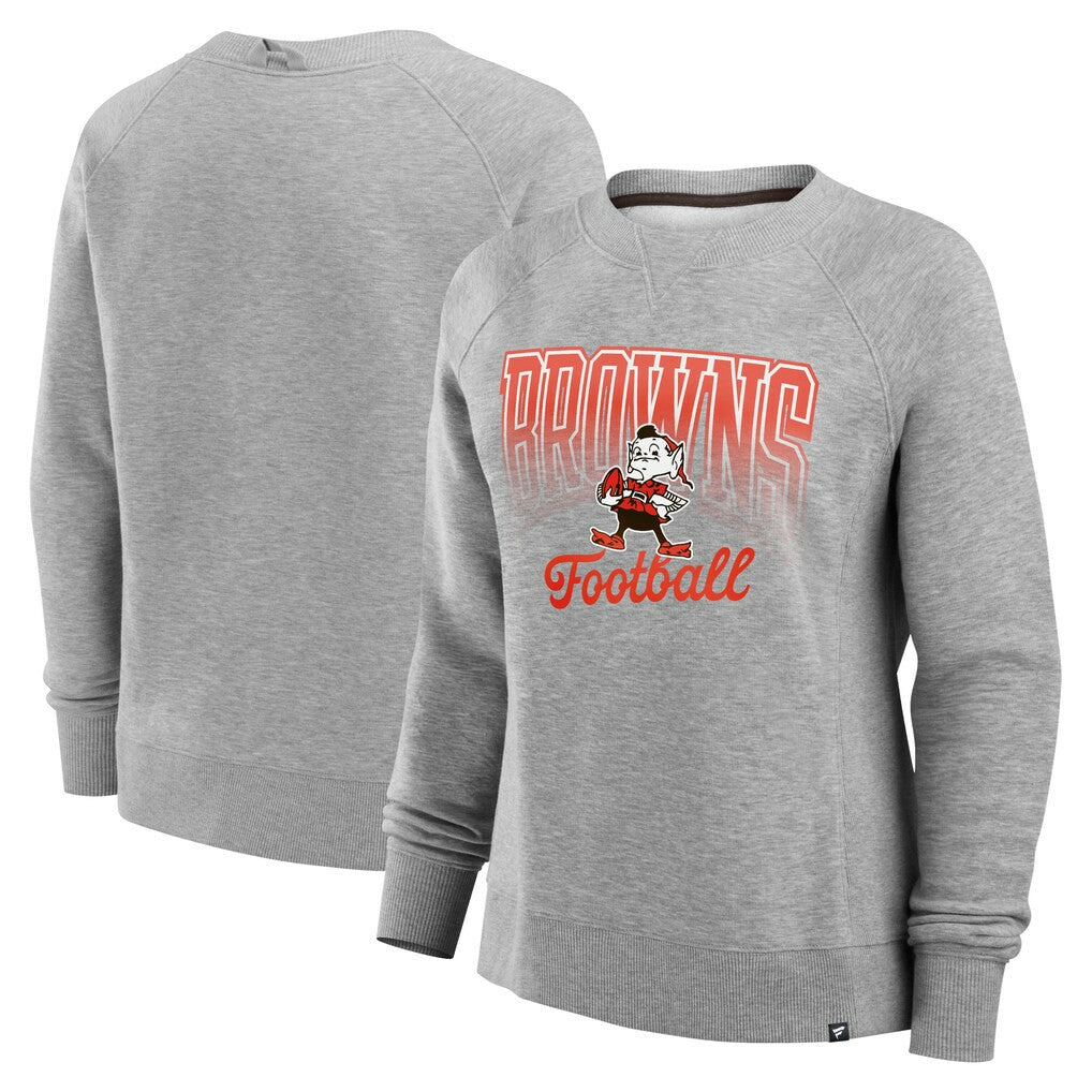 Cleveland Browns Women's Hit Hard Fleece Pullover Sweatshirt - Heather Gray - Fanatics