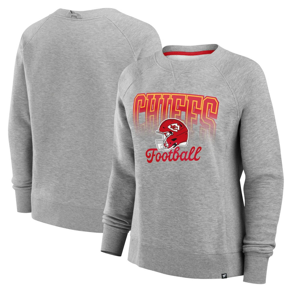 Kansas City Chiefs Women's Hit Hard Fleece Pullover Sweatshirt - Heather Gray - Fanatics