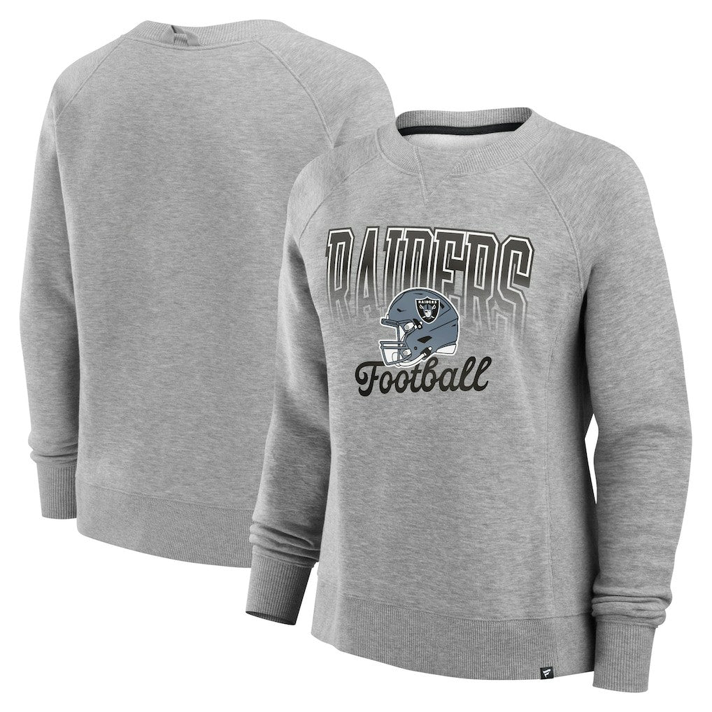 Las Vegas Raiders Women's Hit Hard Fleece Pullover Sweatshirt - Heather Gray - Fanatics