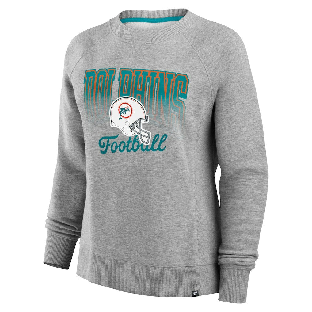 Miami Dolphins Women's Hit Hard Fleece Pullover Sweatshirt - Heather Gray - Fanatics