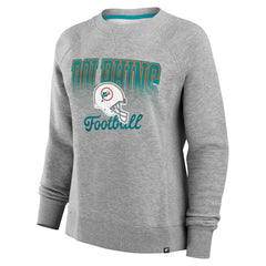 Miami Dolphins Women's Hit Hard Fleece Pullover Sweatshirt - Heather Gray - Fanatics