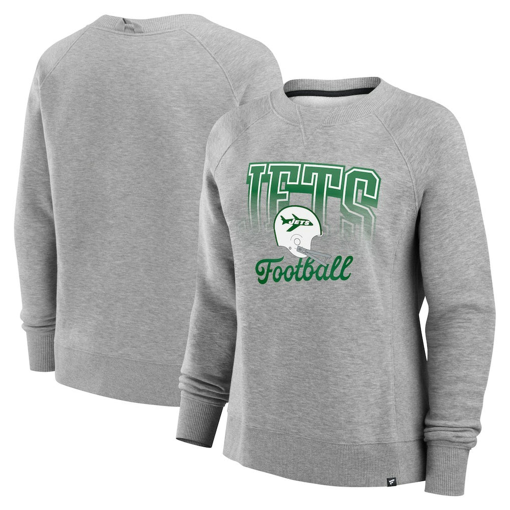 New York Jets Women's Hit Hard Fleece Pullover Sweatshirt - Heather Gray - Fanatics